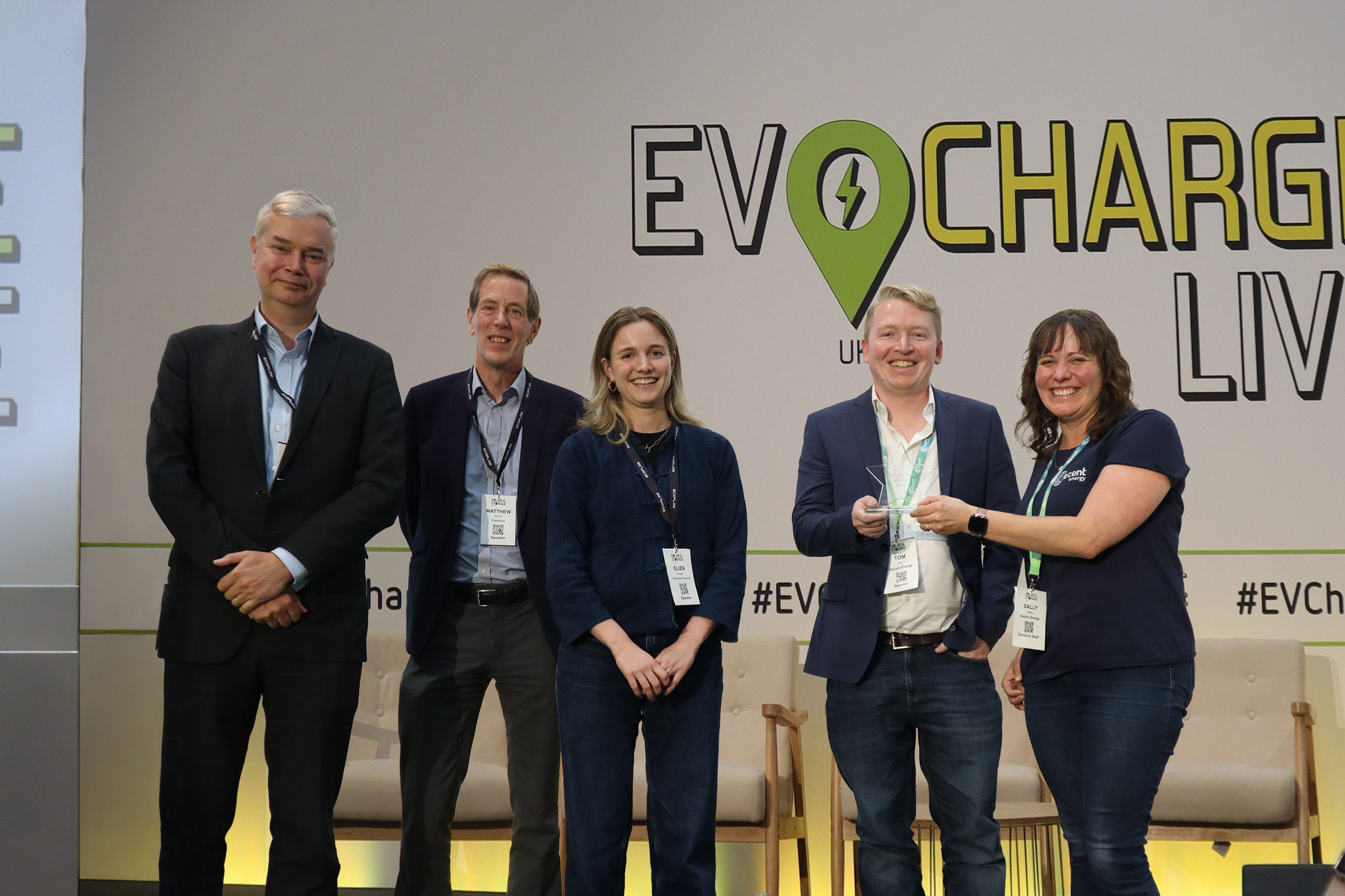Decent Energy accepting Startup of the Year 2025 at Solar & Storage